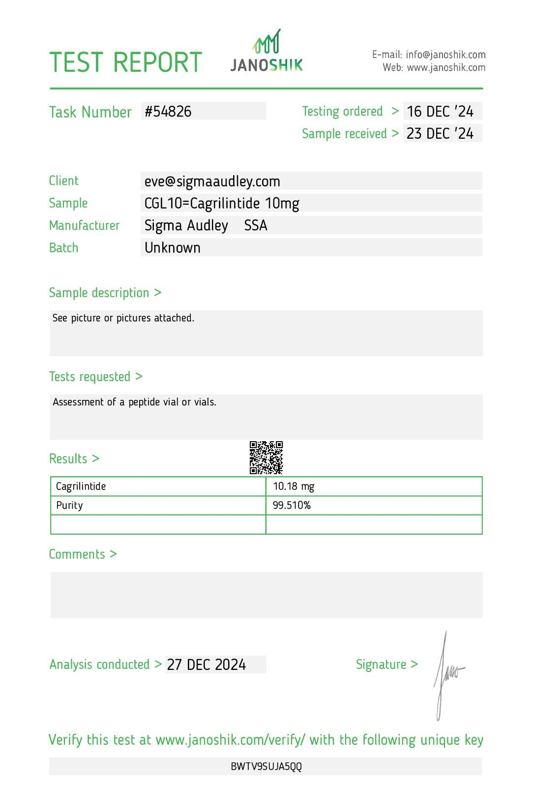 Cagrilintide sample test report